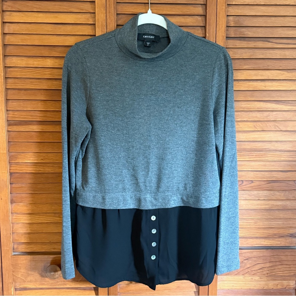 Karen Kane Women’s Gray and Black Layered Blouse